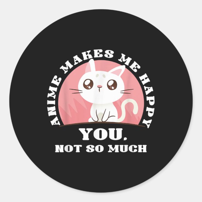 Anime Cat Gift Kawaii Japan Ramen Baka Otaku Manga Classic Round Sticker (Front)