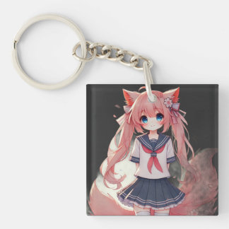 Anime cat girl keychain