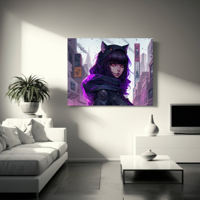 Anime Cat Girl Poster Canvas Print (Creator Uploaded)
