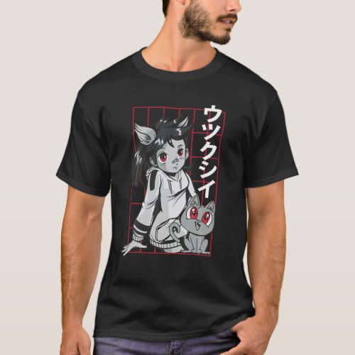 Anime Cat Girl _ Utsukushii _ Japanese Aesthetics T_Shirt