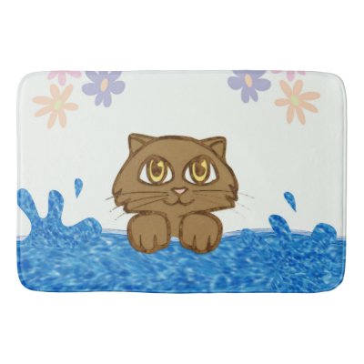 Anime Cat in Water Bath Mat