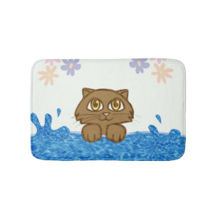 Anime Cat in Water Bath Mat