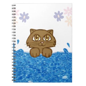 Anime Cat in Water Spiral Notebook