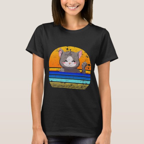Anime Cat love gift  Funny Cat for Mothers Day T_Shirt