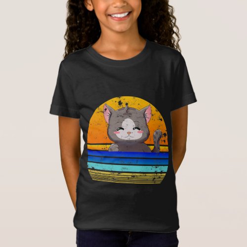 Anime Cat love gift  Gift Ideas Kids Girl T_Shirt