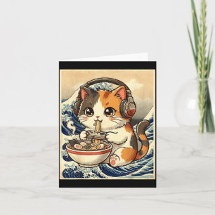 Anime Cat Ramen Gamer Japanese Art Retro Vintage C Card