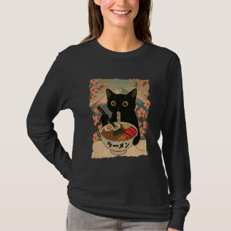 Anime Cat Ramen Japanese Funny Cat Graphic Tees An
