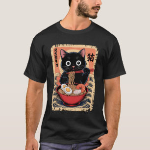Anime Cat Ramen Japanese Funny Graphic Kawaii Cat T-Shirt
