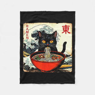 Anime Cat Ramen Japanese Funny Graphic Tees Kawaii Fleece Blanket
