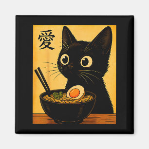 Anime Cat Ramen Japanese Funny Graphic Tees Kawaii Magnet