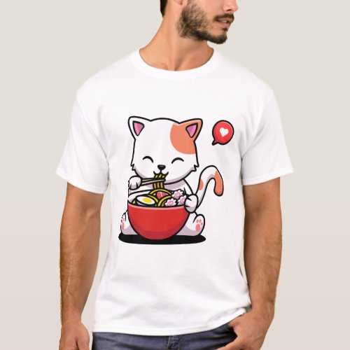 Anime Cat Ramen Kawaii Neko Otaku Japanese Noodles T_Shirt
