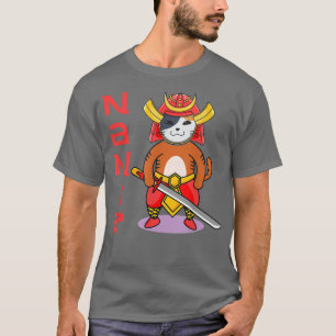 Anime cat says nani what exclamation samurai katan T-Shirt