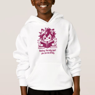 Anime Catboy reading a book & funny bookish quote Hoodie