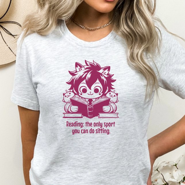 Anime Catboy reading a book & funny bookish quote T-Shirt (Creator Uploaded)