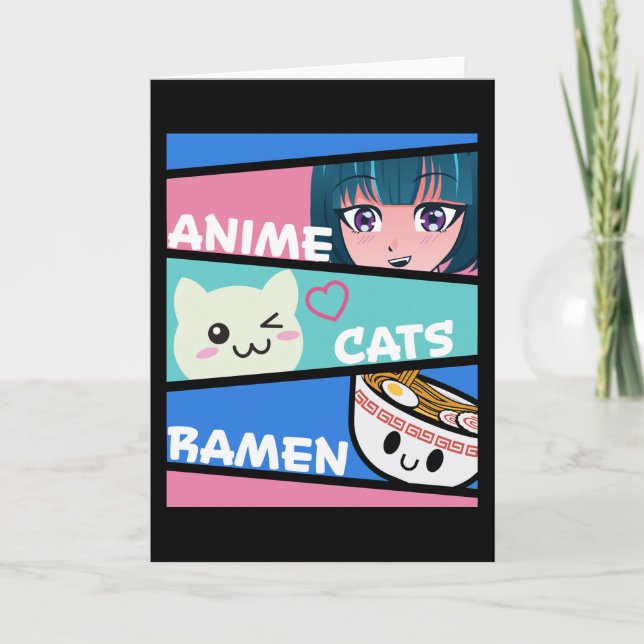Anime Cats Ramen Manga Cosplay Japan Kawaii Gift Card (Front)