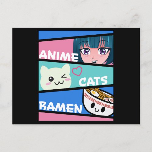 Anime Cats Ramen Manga Cosplay Japan Kawaii Gift Postcard