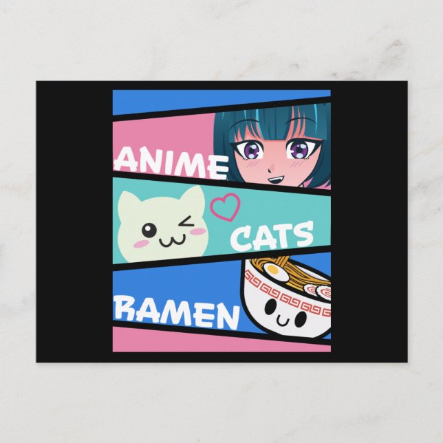 Anime Cats Ramen Manga Cosplay Japan Kawaii Gift Postcard (Front)