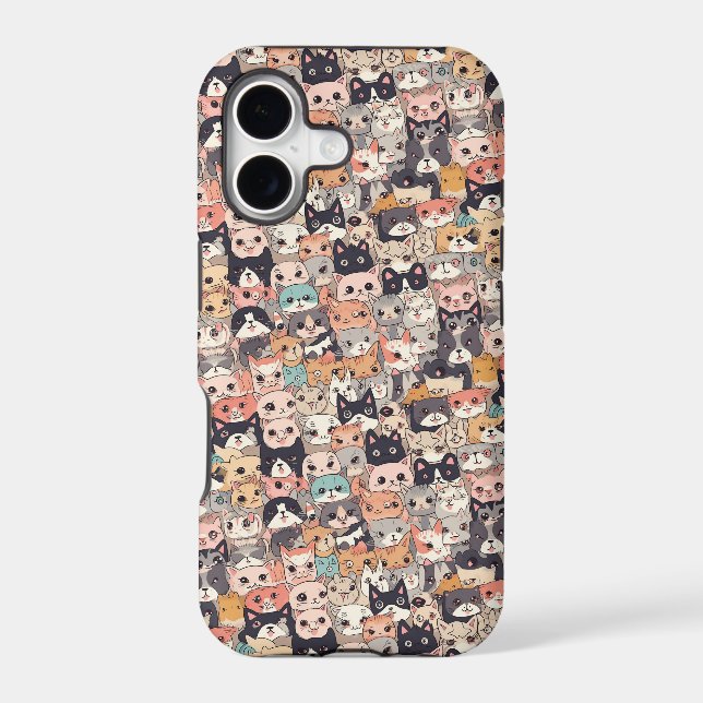 Anime cats repeating pattern iphone case (Back)