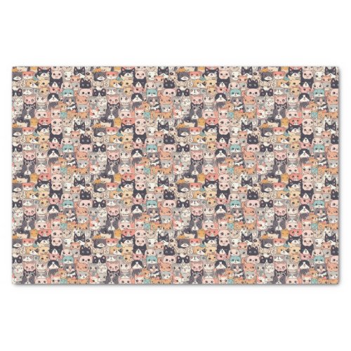 Anime cats repeating pattern tissue paper