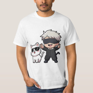 Anime Character & Blushing Cat T-Shirt
