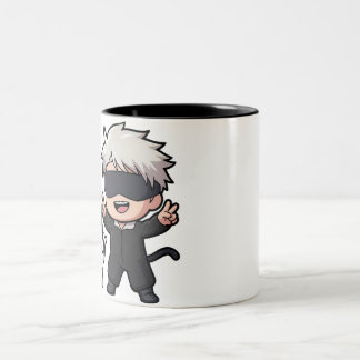 Anime Character & Blushing Cat Two-Tone Coffee Mug