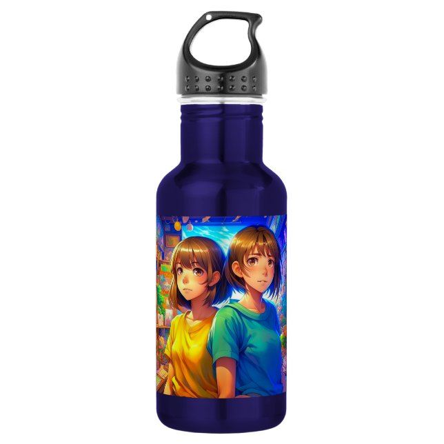 Anime Characters Colorful Art  Stainless Steel Water Bottle (Front)