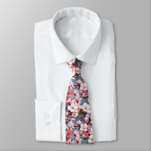 Anime Cherry Blossom Floral Neck Tie