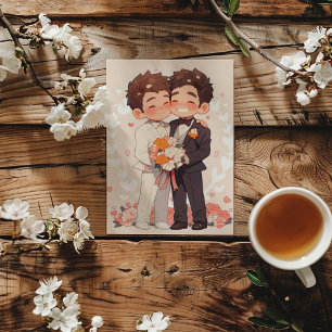 Anime Chibi Boys Gay Wedding Invitation