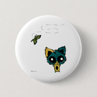 Anime Chibi kitty and butterflies Pinback Button