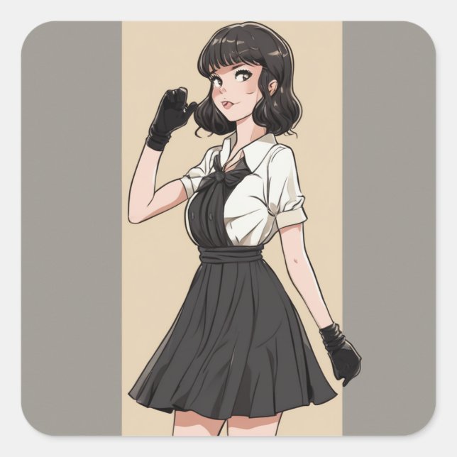 Anime Chic Little Black Dress Sticker - Timeless (Front)