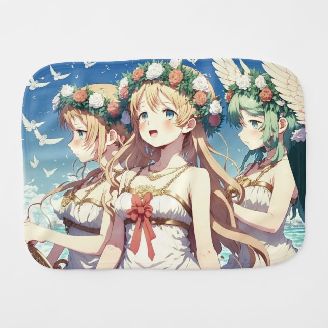 Anime Choir Baby Burp Cloth (Front Horizontal)