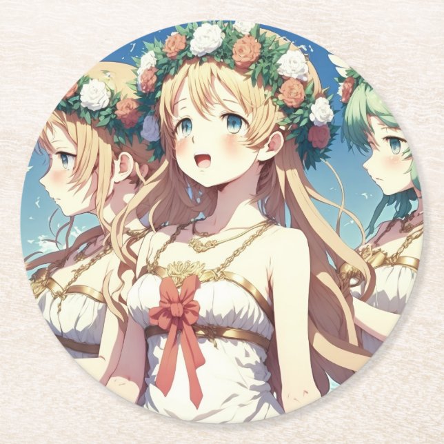 Anime Chor Round Paper Coaster (Front)