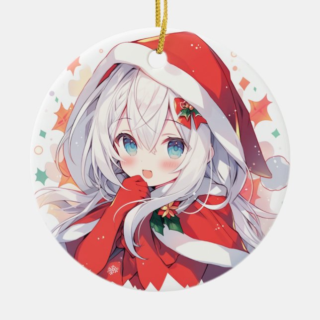 Anime Christmas Ornament, Manga Gift, Anime Decor Ceramic Ornament (Front)