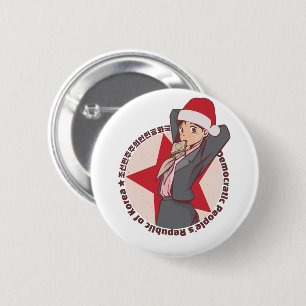 Anime Christmas Sweater- Cute Korean Girl Santa Ha Button