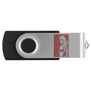 Anime Christmas Sweater, Girl with Xmas Hat Flash Drive