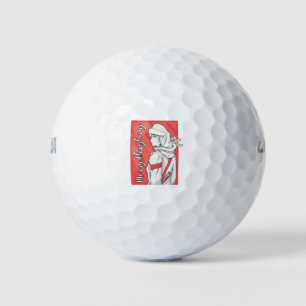 Anime Christmas Sweater, Girl with Xmas Hat Golf Balls