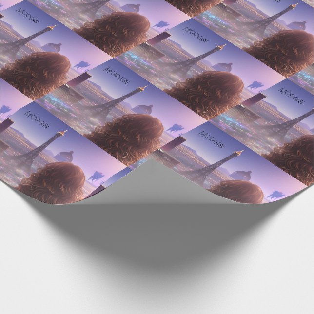 Anime City Girl Day Dreaming Overlooking Skyline   Wrapping Paper (Corner)