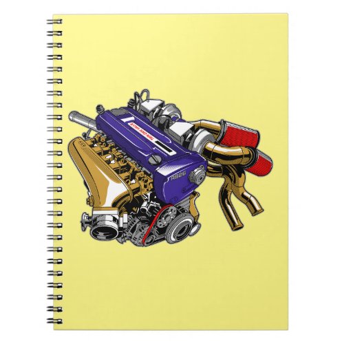 ANIME COLORED SIX_CYLINDER TURBO ENGINE DESIGN NOTEBOOK
