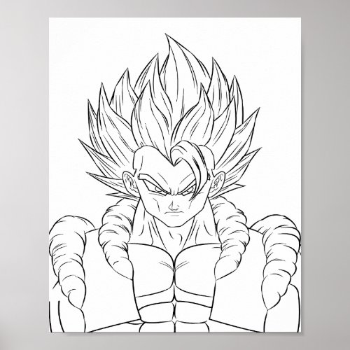 Anime Coloring Page Goku  Vegeta Gogeta  Poster