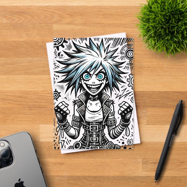 anime comic cheerful art original blu_eyes black_a acrylic invitations (Insitu (Invitation Card))