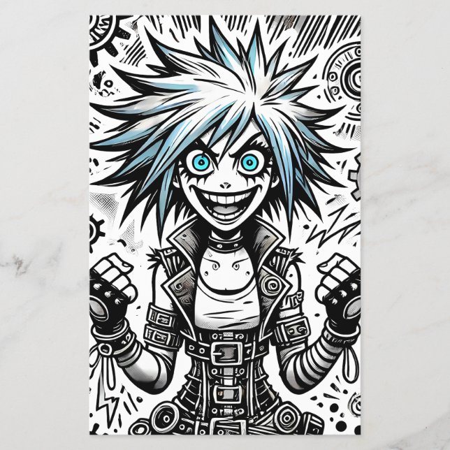 anime comic cheerful art original blu_eyes black_a flyer (Front)
