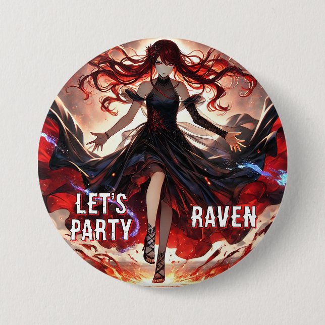 Anime Command the Flames, Embrace the Storm Custom Button (Front)