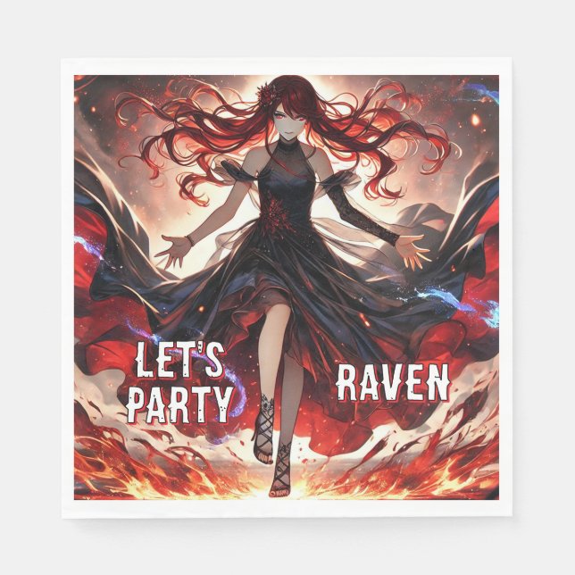 Anime Command the Flames, Embrace the Storm Custom Napkins (Front)