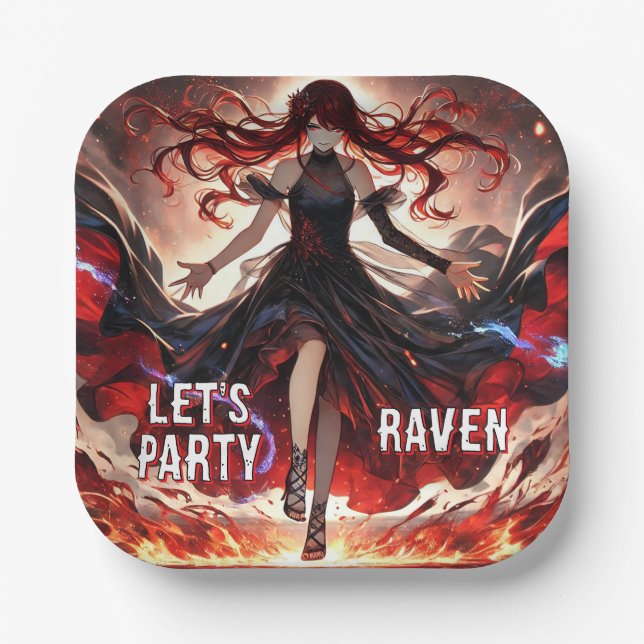 Anime Command the Flames, Embrace the Storm Custom Paper Plates (Front)