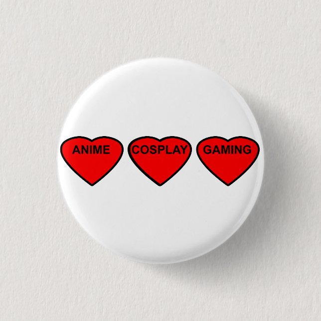 Anime, Cosplay, Gaming Hearts Badge Button (Front)
