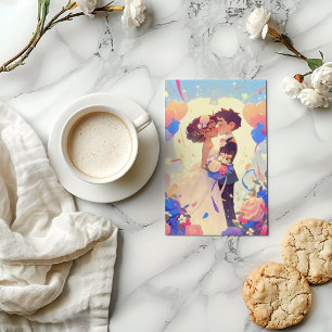 Anime Couple Colorful Wedding Invitation