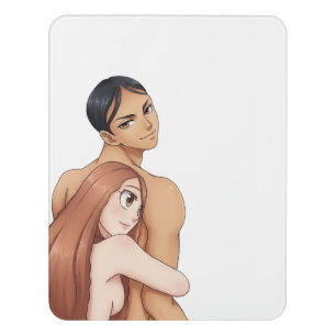 Anime Couple Digital Illustration Art Print Door Sign