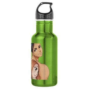 Anime Couple Digital Illustration Art Print Stainless Steel Water Bottle