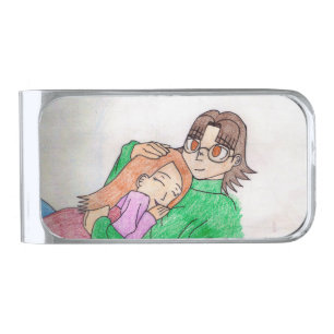 Anime Couple Embrace Wallet Silver Finish Money Clip