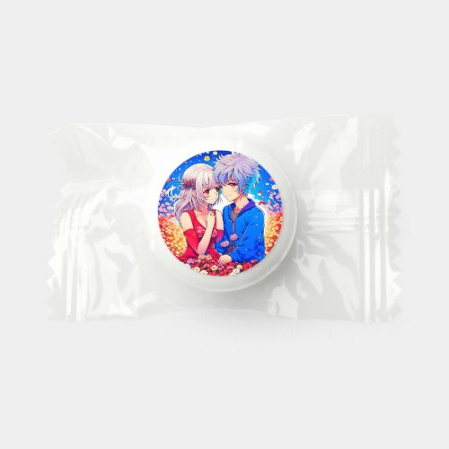 Anime Couple Love Flowers and Hearts Life Saver Mints
